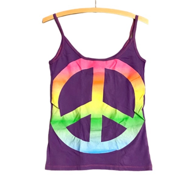 I T A Tops - PEACE Rainbow Tank Top Medium, Made in the USA